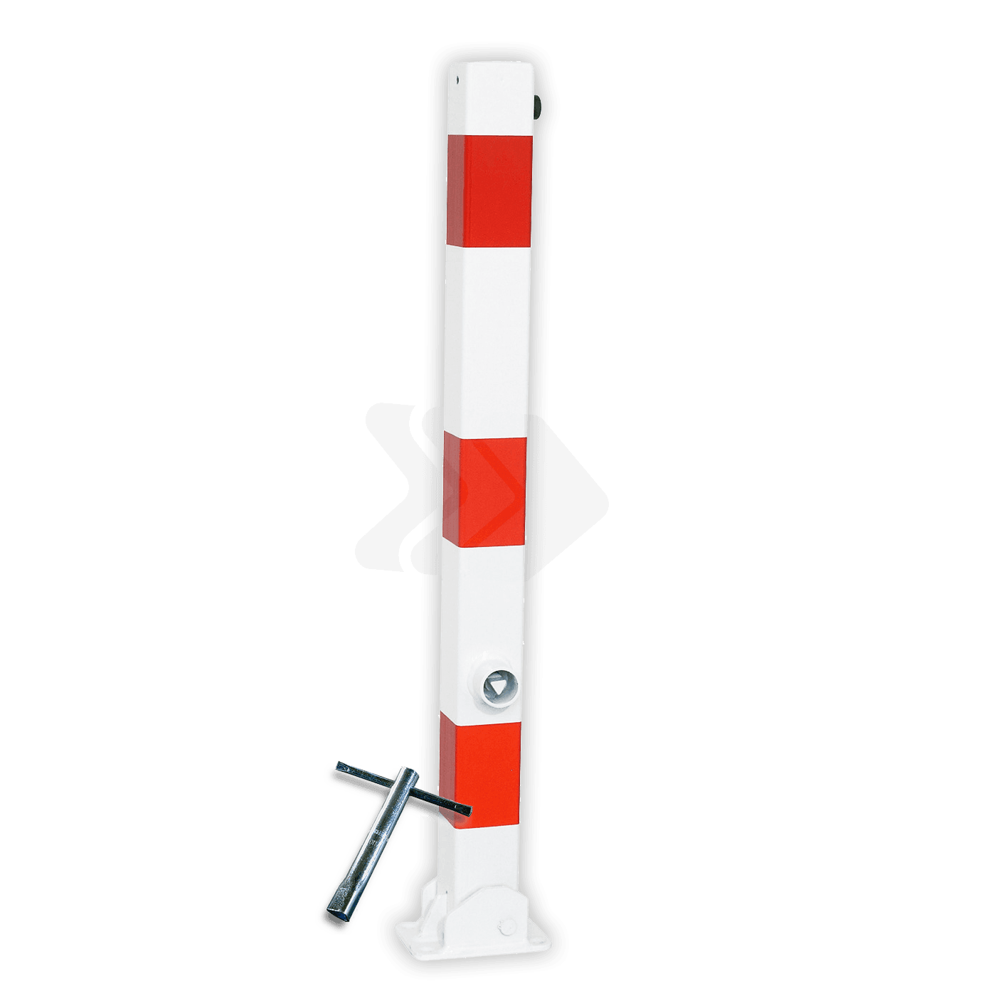 Poteau de parking rabattable rouge/blanc 70 x 70 mm à fixer au sol