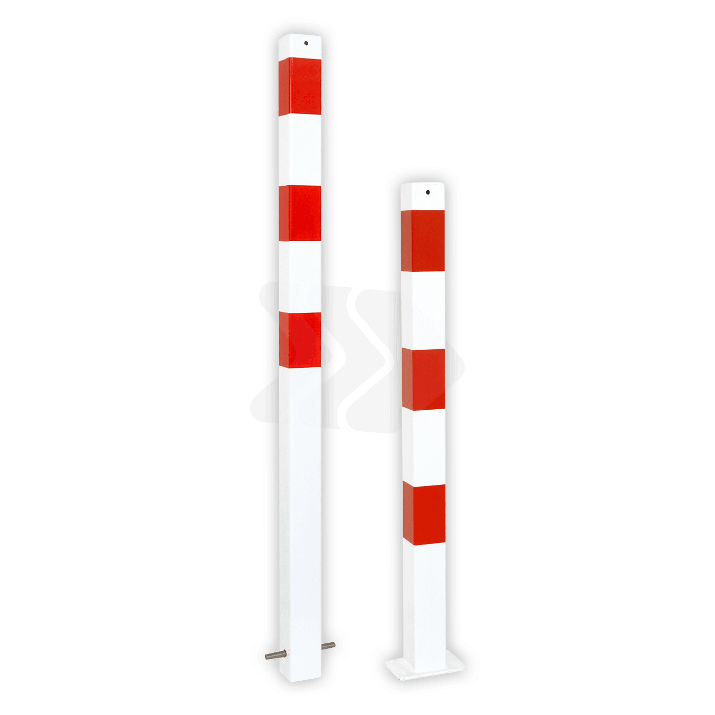 Parkeerpaal 70x70mm rood wit - vast met grondanker of bodemmontage
