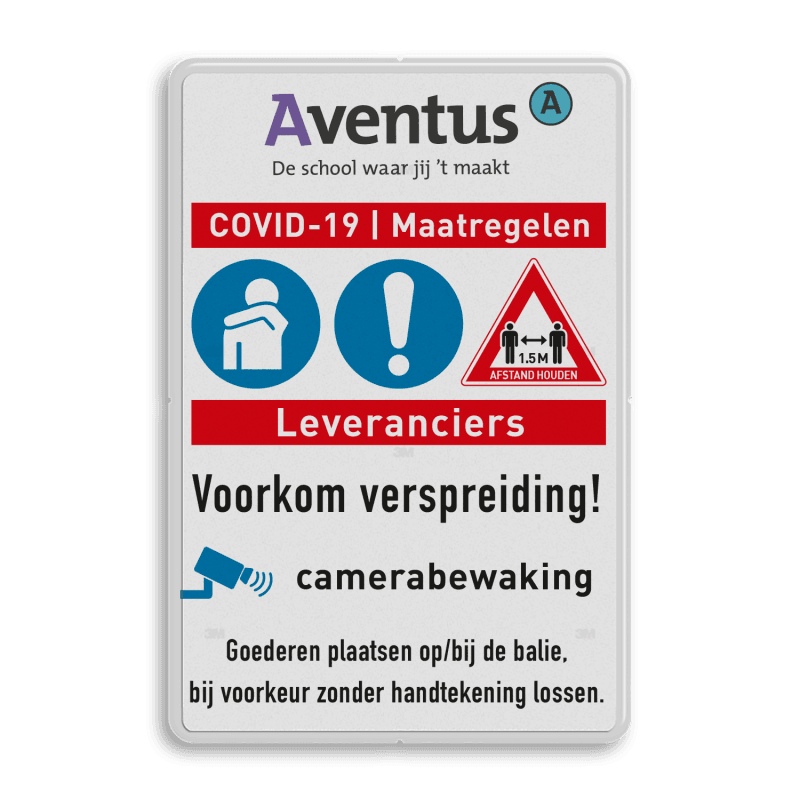 Waarschuwingsbord COVID-19 maatregelen met eigen logo