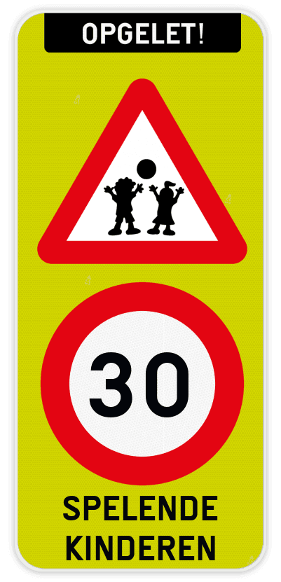 Verkeersbord Opgelet spelende kinderen 4:9