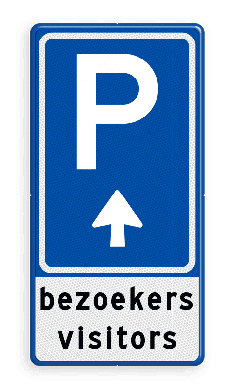 Parkeerbord BW201 met eigen tekst en pijl