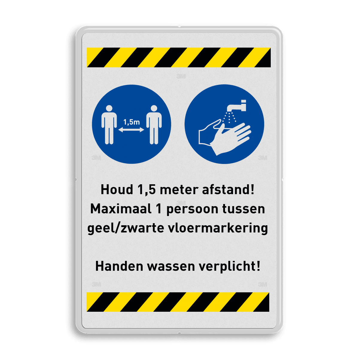 Veiligheidsbord - 1,5 meter afstand houden + handen wassen