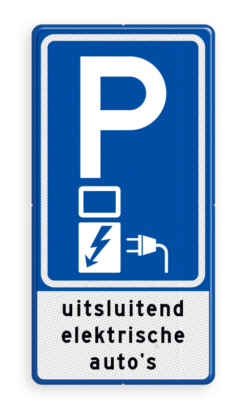 Verkeersbord RVV E08o - Oplaadpunt voor elektrische auto's - met tekst