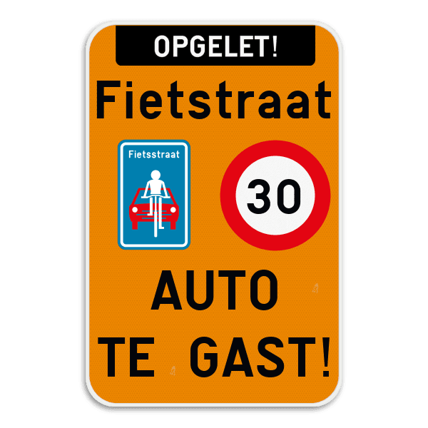 Informatiebord - fietsstraat - auto te gast!