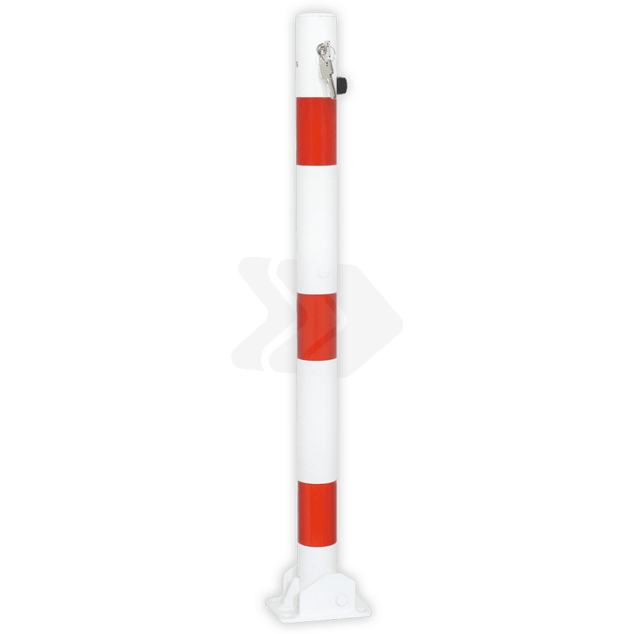 Poteau Anti-Stationnement Rabattable 60-76mm Rouge/Blanc