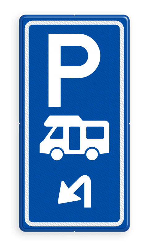 Parkeerroutebord E8n camper met pijl