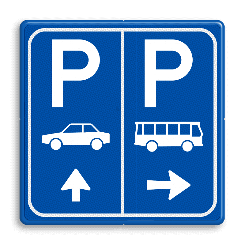 Parkeerbord E8+E8d auto en bus met pijl