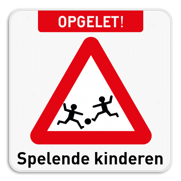 Informatiebord - Opgelet spelende kinderen