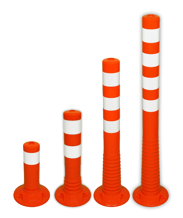 Poteaux Flexibles Anti-Stationnement - Balise Flexible en Plastique Orange/Blanc 80mm