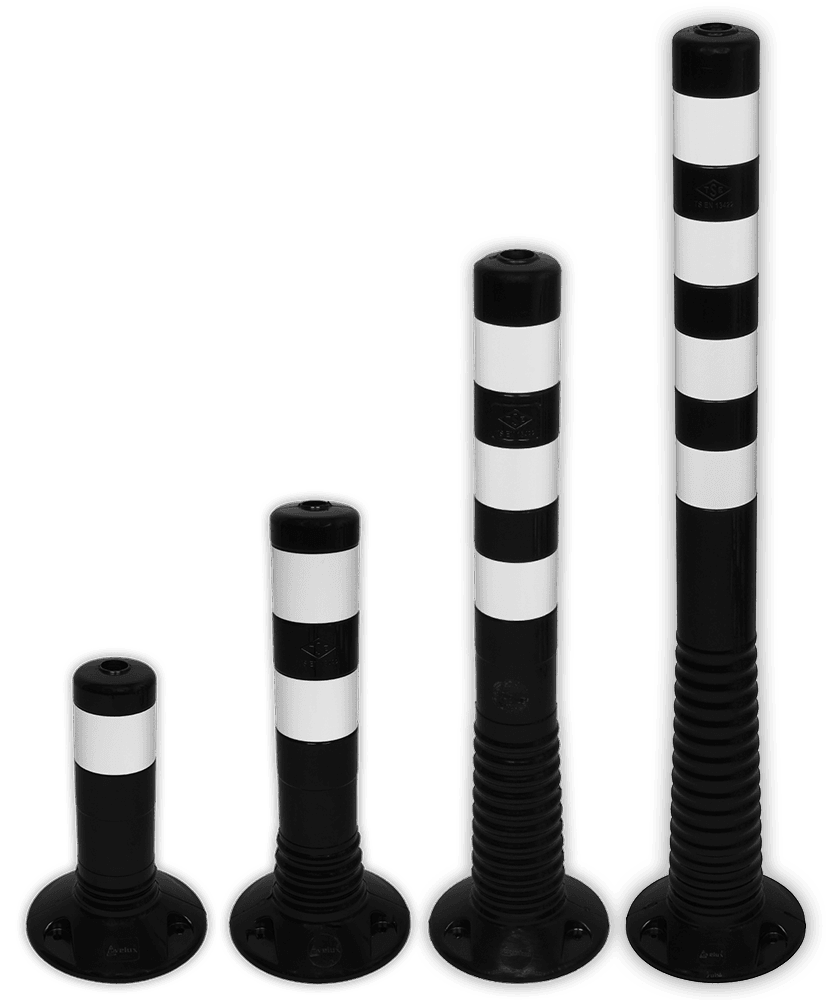 Poteaux Flexibles & Balise flexible en plastique noire/blanche - Ø80mm