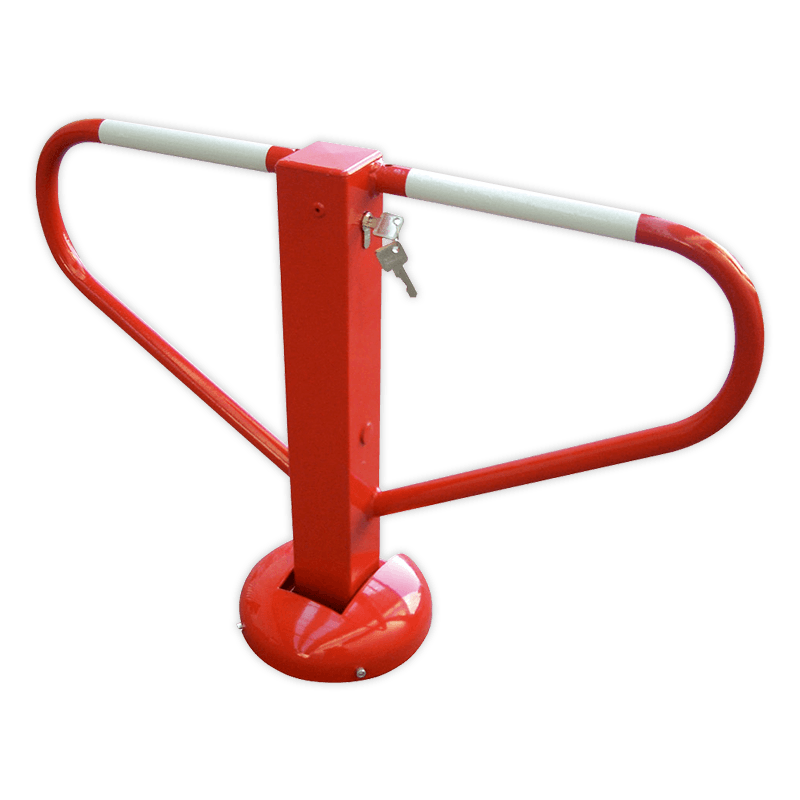 Barrière anti-stationnement de parking Crash Proof - rouge - rabattble - serrure cylindrée