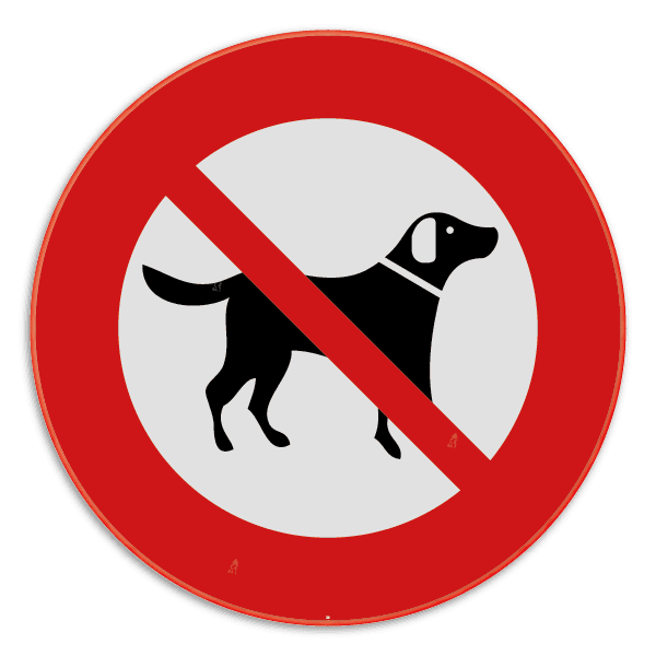 Panneau “Chiens sans laisse interdits” – signalisation extérieure