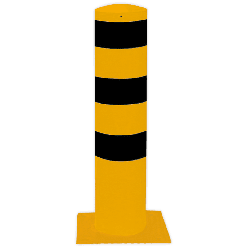 Poteau de protection Ø273x1500mm avec pied, galvanisé ou jaune/noir