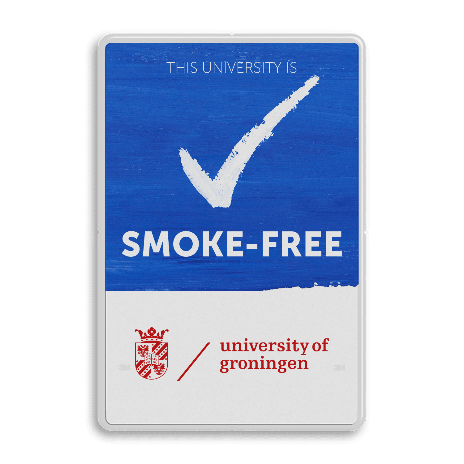 Informatiebord Smoke-Free University met logo