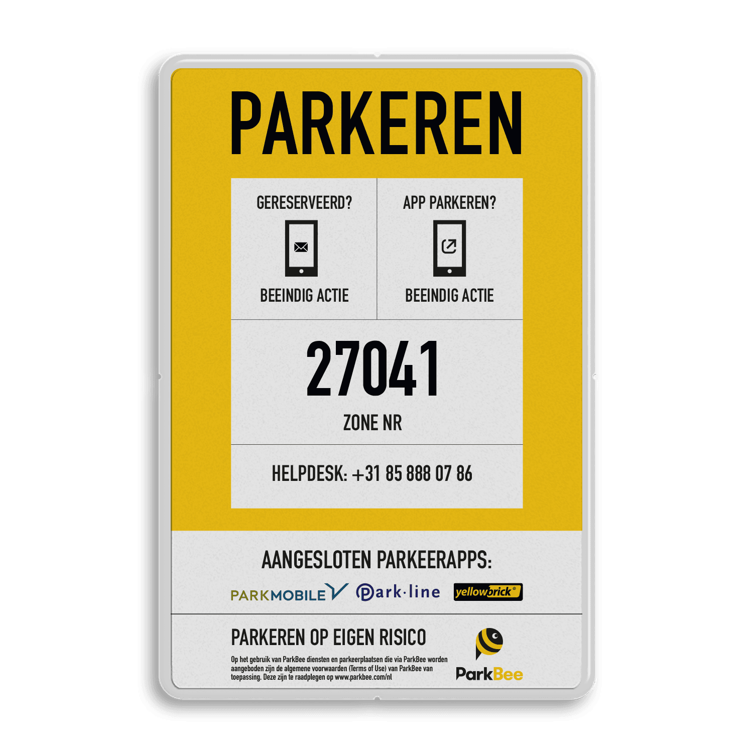 Zonebord PARKEREN Entree - Parkeerapps - ParkBee