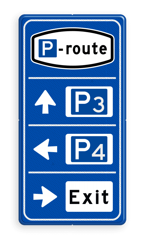 Parkeerroutebord 3 richtingen met pijlen