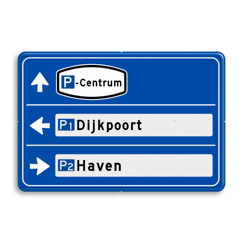 Parkeerroutebord 2 richtingen met tekst pijlen