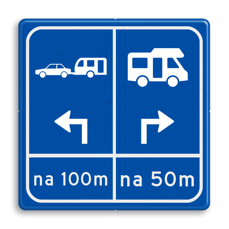 Parkeerbord E8n Camper en caravan met pijl