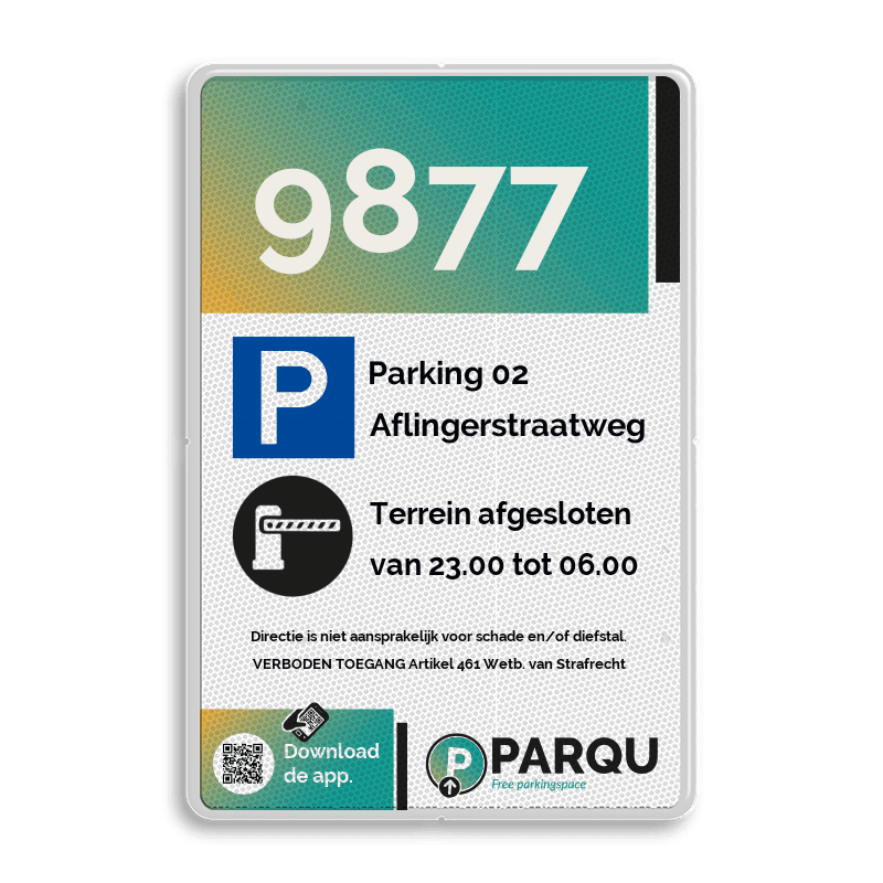 Informatiebord PARQU - 2-3 | Code-, icoon + tekstvlak