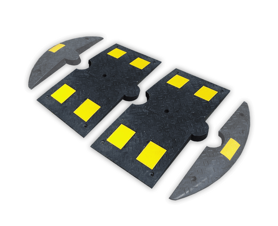 Middenstuk verkeersdrempel -  rubber - < 20km/h - 800x400x50mm - geel/zwart
