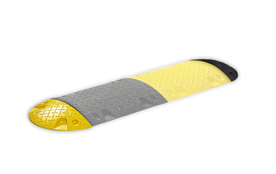 Extrémité de ralentisseur en plastique recyclé jaune/noir – 60 mm – 10 km/h