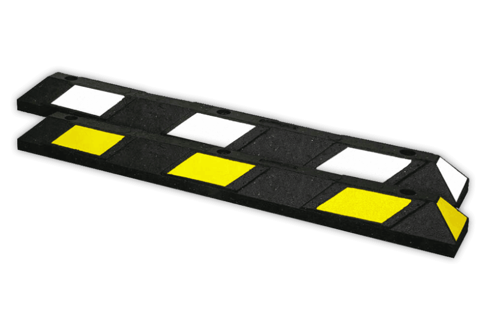 Butée de parking en plastique recyclé 1200 mm réfléchissante jaune ou blanche