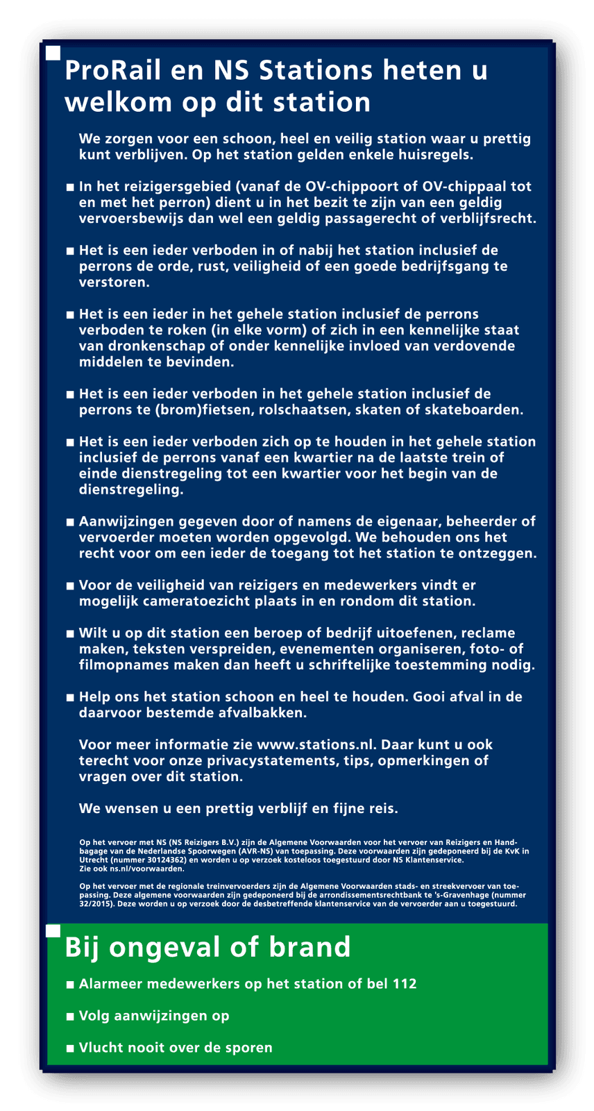 Huisregelbord ProRail / NS Stations - 320x640x25mm RAL5011
