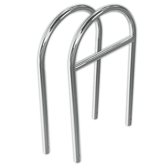 Fahrradbügel Edelstahl (rund) 650x1200x48mm mit Querholm - zum Einbetonieren