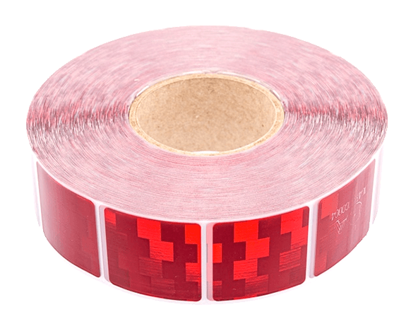 Bande réfléchissante rouge segmentée pour remorque bâchée - 50 x 50 mm - rouleau de 12,5 ou 50 m