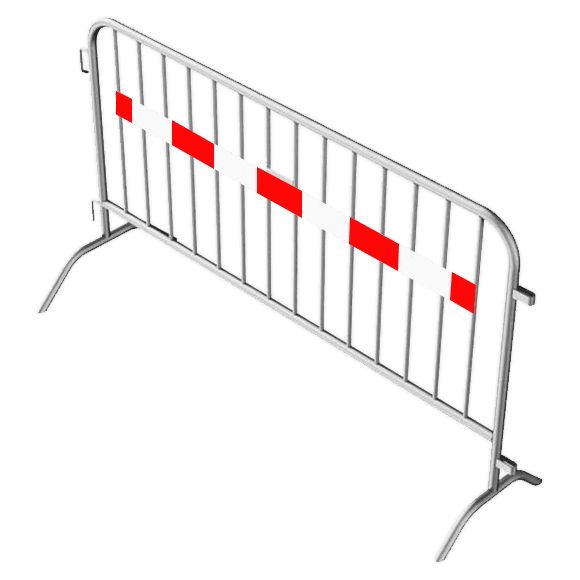 Dranghek staal 15,5kg - 200cm - 14 spijlen - rood wit reflecterende strip