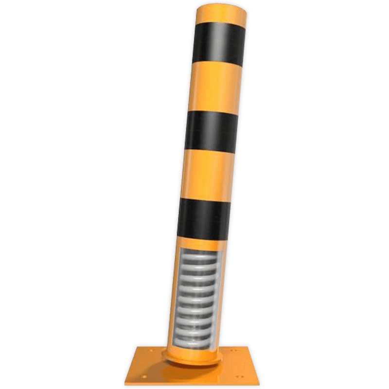 Rampaal staal - flexibel tot 15 graden - Ø152mm met voetplaat - geel/zwart