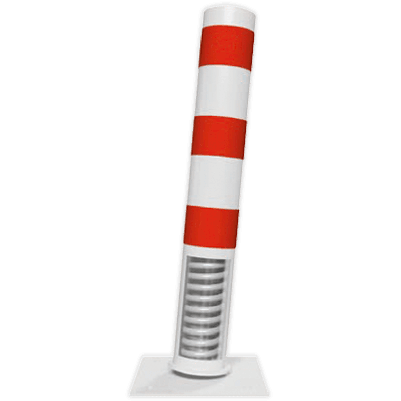 Rampaal staal - flexibel tot 15 graden - Ø152mm met voetplaat - wit/rood