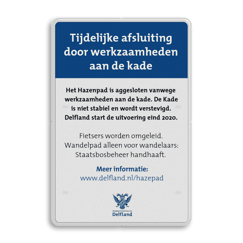 Informatiebord Tijdelijke werkzamheden - Delfland