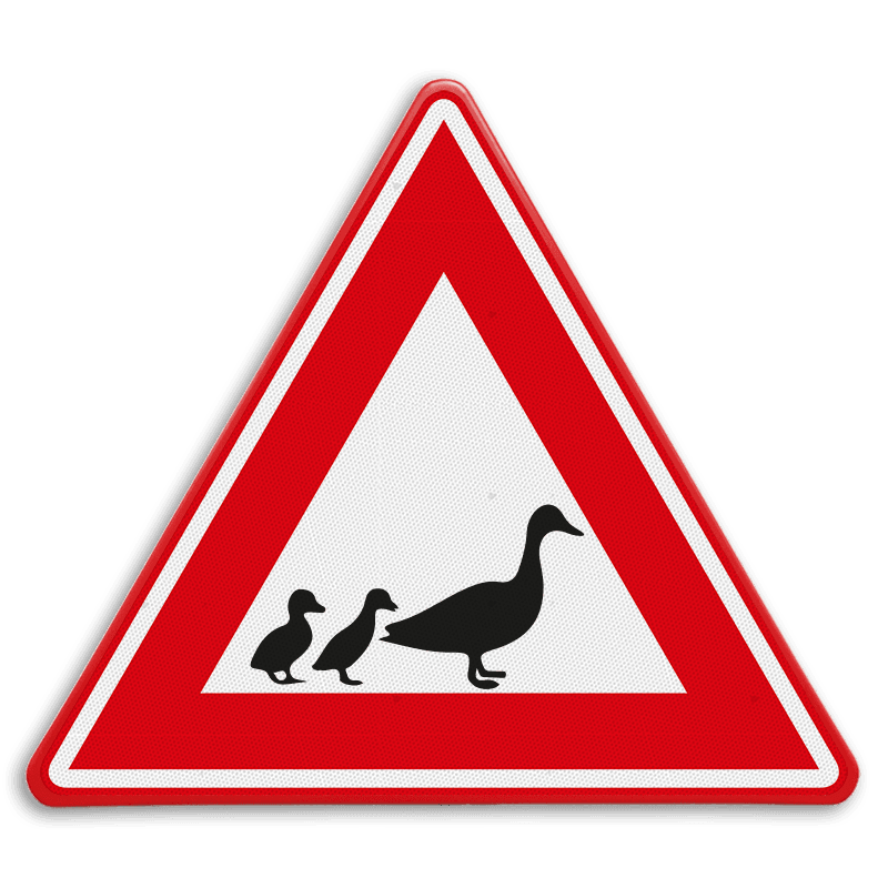 Verkeersbord - waarschuwing overstekende eenden - reflecterend
