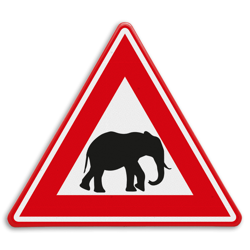 Verkeersbord - waarschuwing overstekende olifanten - reflecterend
