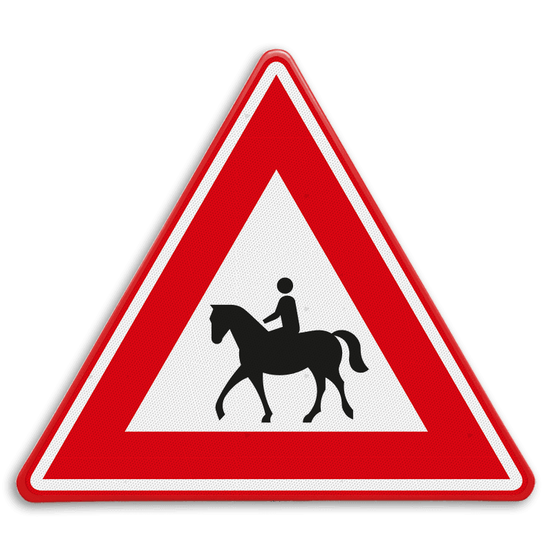 Verkeersbord - waarschuwing overstekende ruiters - reflecterend