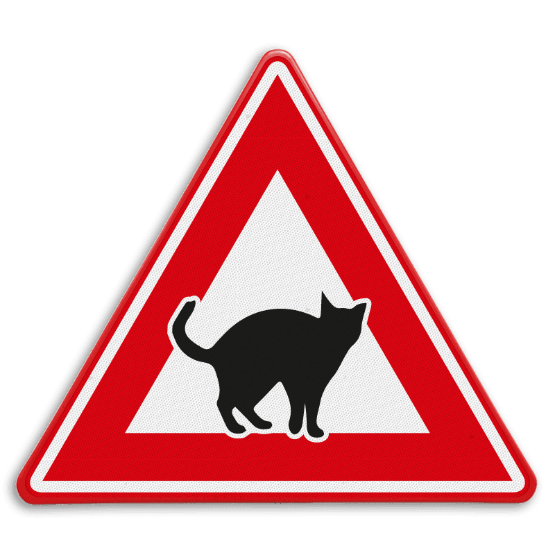 Verkeersbord - waarschuwing overstekende katten - reflecterend