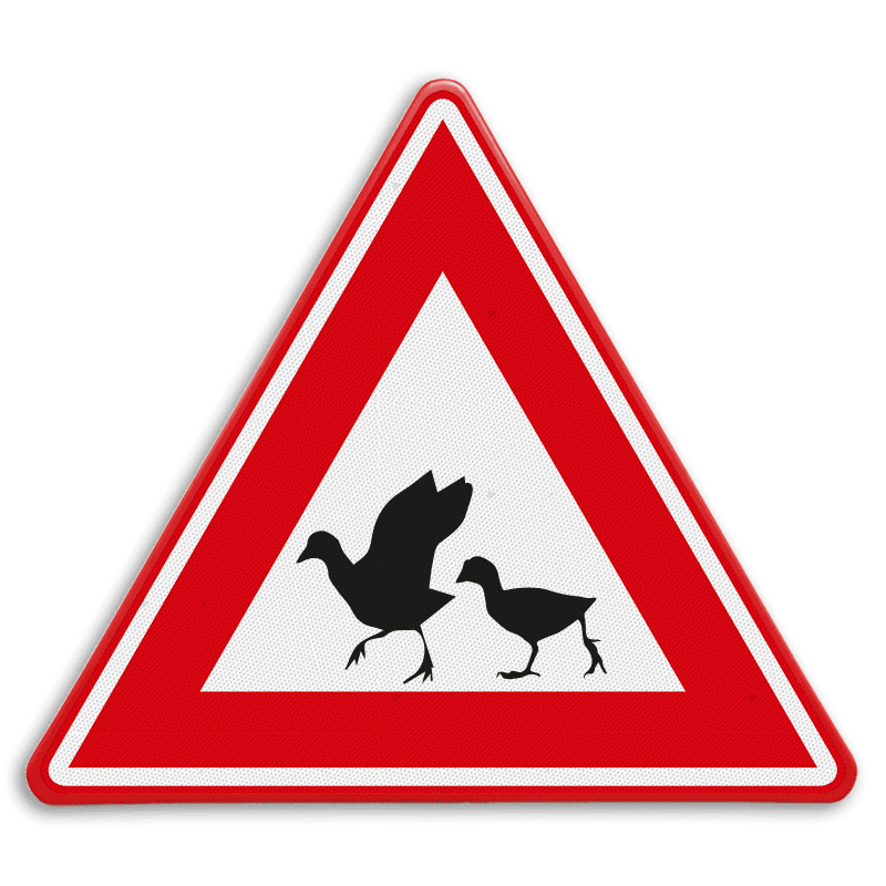 Verkeersbord - waarschuwing overstekende watervogels