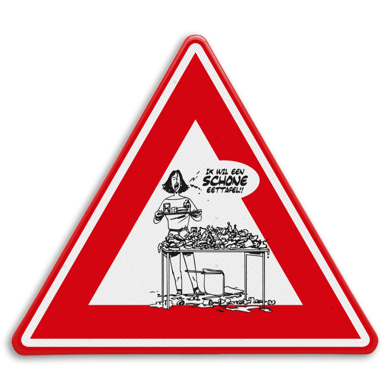 Verkeersbord - schone eettafel
