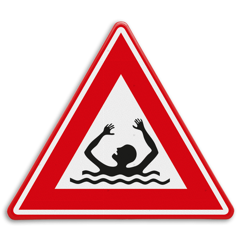 Verkeersbord - waarschuwing drijfzand - reflecterend