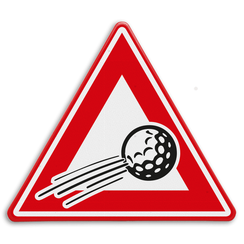 Verkeersbord overvliegende golfbal