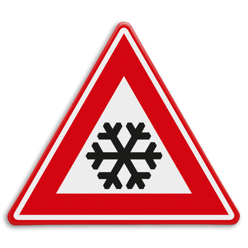 Verkeersbord RVV J36 - Vooraanduiding ijzel of sneeuw
