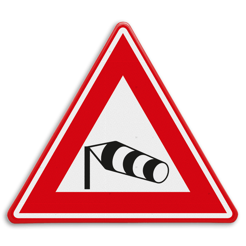 Verkeersbord RVV J31 - Vooraanduiding zijwind