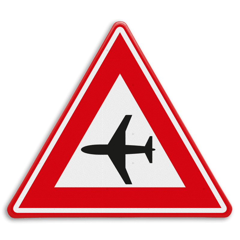 Verkeersbord RVV J30 - Vooraanduiding laagvliegende vliegtuigen