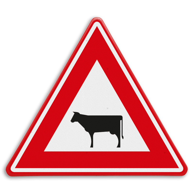 Verkeersbord RVV J28 - Vooraanduiding overstekend vee