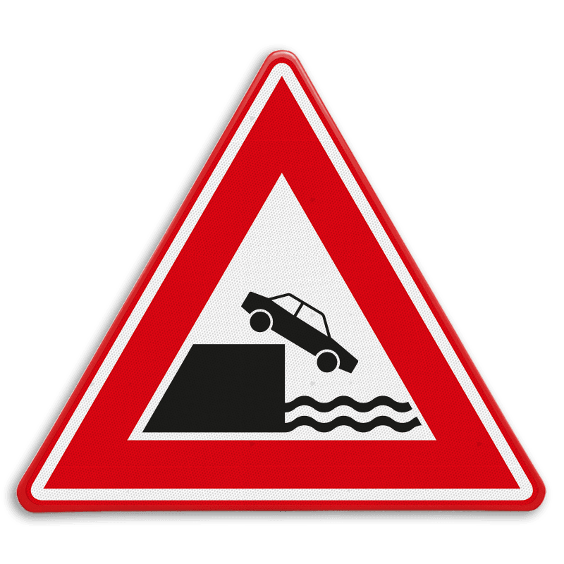 Verkeersbord RVV J26 - Vooraanduiding kade of rivieroever