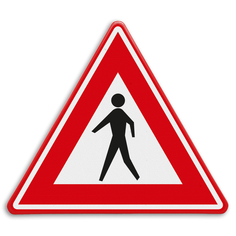 Verkeersbord RVV J23 - Vooraanduiding voetgangers-oversteekplaats