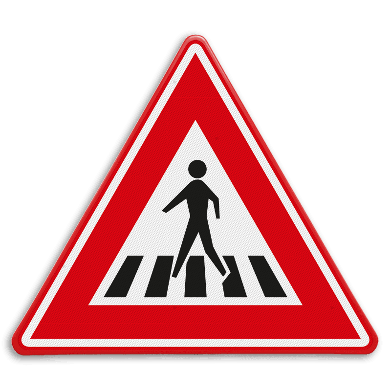 Verkeersbord RVV J22 - Vooraanduiding voetgangers-oversteekplaats