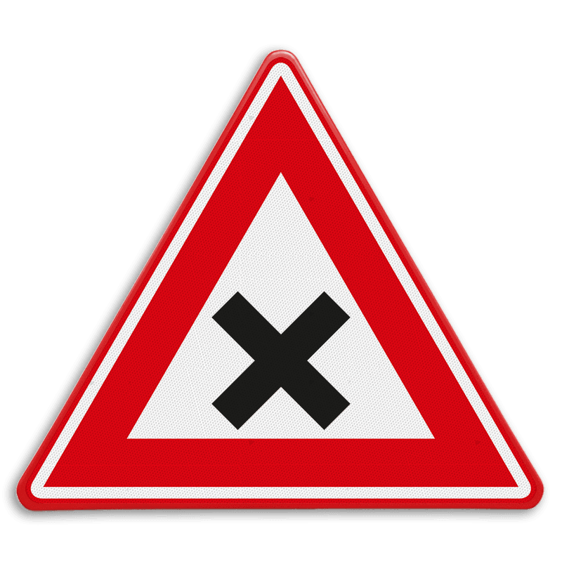 Verkeersbord RVV J08 - Vooraanduiding gevaarlijk kruispunt