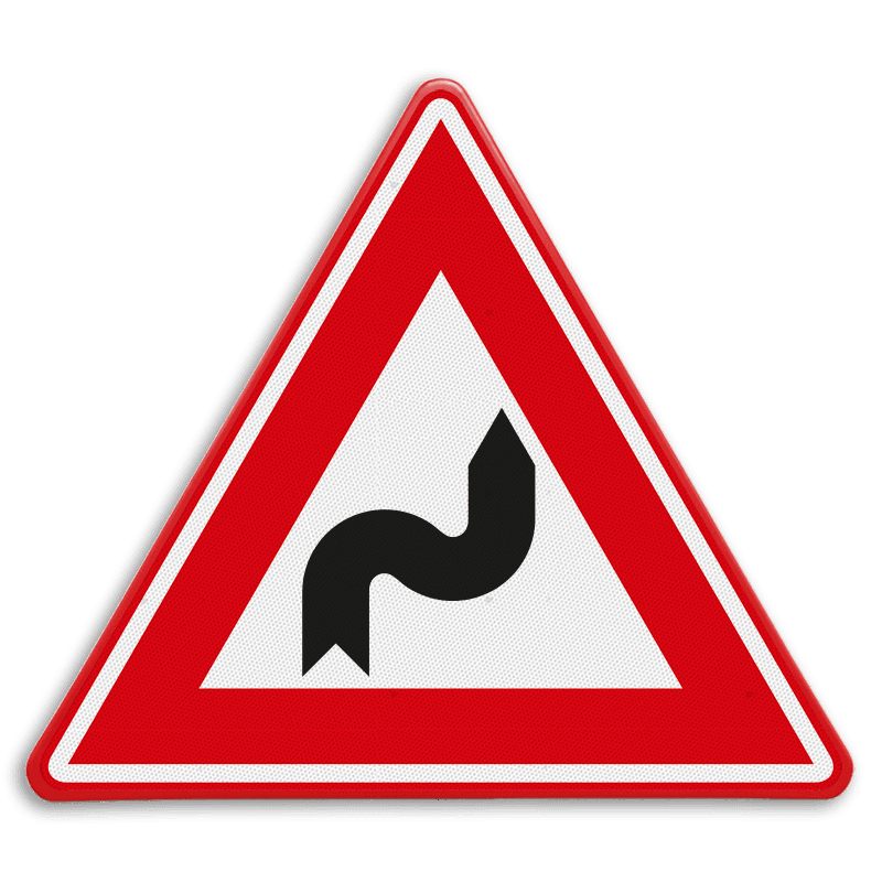 Verkeersbord RVV J04 - Vooraanduiding S-bocht(en) rechts, links